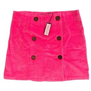 Vineyard Vines Corduroy Double Breasted Mini Skirt Hot Pink Size 8